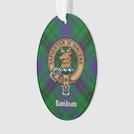 Clan Davidson Crest over Tartan Ornament (voorkant)