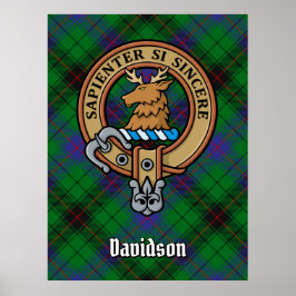 Clan Davidson Crest over Tartan Poster