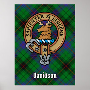 Clan Davidson Crest over Tartan Poster