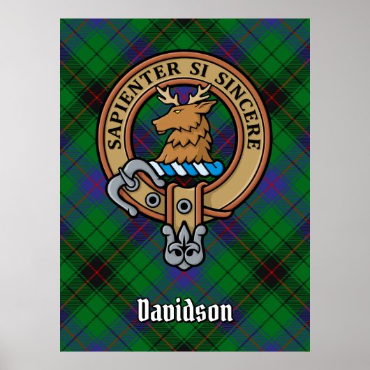 Clan Davidson Crest over Tartan Poster (Voorkant)