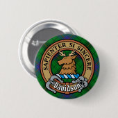 Clan Davidson Crest over Tartan Ronde Button 5,7 Cm (Voorkant /achterkant)