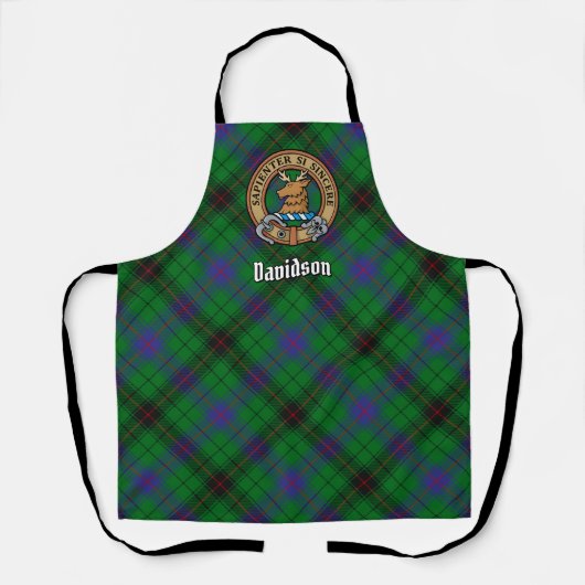 Clan Davidson Crest over Tartan Schort (Voorkant)