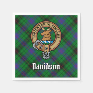 Clan Davidson Crest over Tartan Servet