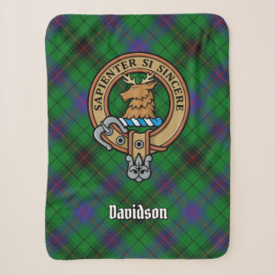 Clan Davidson Crest over Tartan Sherpa Deken