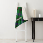 Clan Davidson Crest over Tartan Sherpa Deken (In situ)