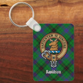 Clan Davidson Crest over Tartan Sleutelhanger (Voorkant)