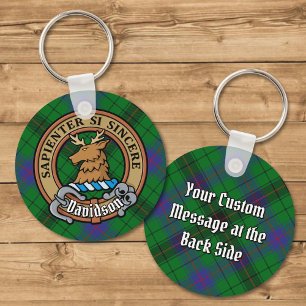 Clan Davidson Crest over Tartan Sleutelhanger