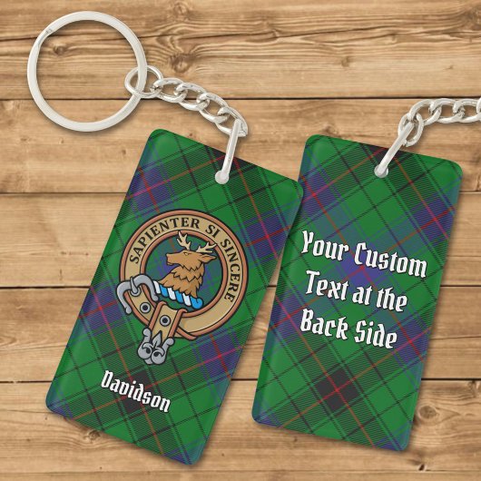 Clan Davidson Crest over Tartan Sleutelhanger
