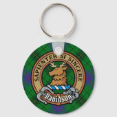 Clan Davidson Crest over Tartan Sleutelhanger (Voorkant)