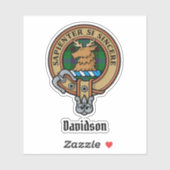 Clan Davidson Crest over Tartan Sticker (Vel)