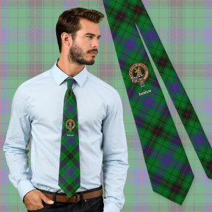 Clan Davidson Crest over Tartan Stropdas