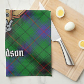 Clan Davidson Crest over Tartan Theedoek (Quarter Fold)