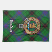 Clan Davidson Crest over Tartan Theedoek (Horizontaal)
