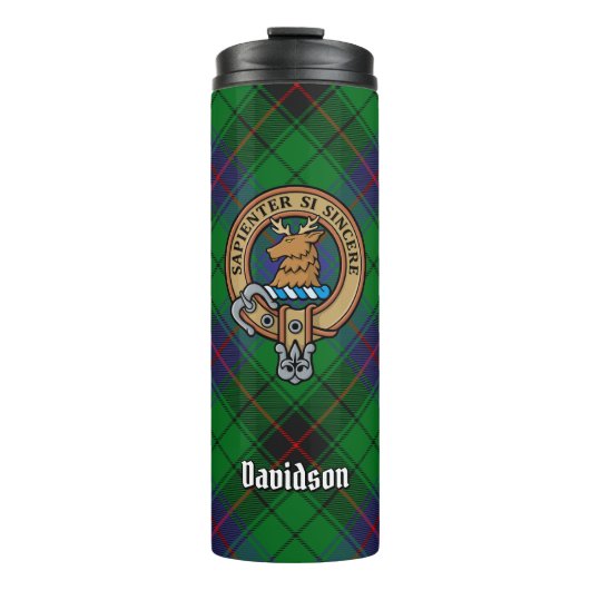Clan Davidson Crest over Tartan Thermosbeker (Voorkant)