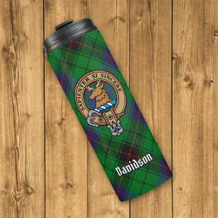 Clan Davidson Crest over Tartan Thermosbeker