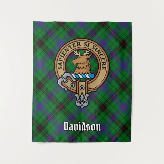 Clan Davidson Crest over Tartan Wandkleed (Voorkant)