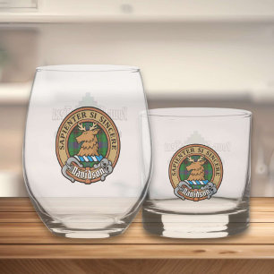 Clan Davidson Crest over Tartan Whisky Glas