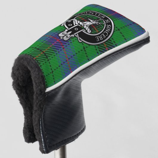 Clan Davidson Crest & Tartan Golf Head Hoesje Golfheadcover (3/4 voorkant)