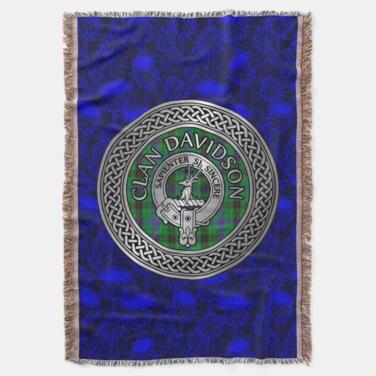 Clan Davidson Crest & Tartan Knot Deken (Voorkant Verticaal)