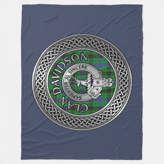 Clan Davidson Crest & Tartan Knot Fleece Deken (Voorkant)