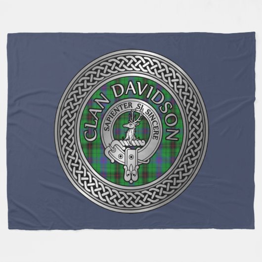 Clan Davidson Crest & Tartan Knot Fleece Deken (Voorkant (Horizontaal))