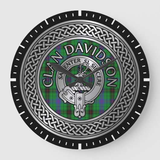 Clan Davidson Crest & Tartan Knot Grote Klok (Voorkant)