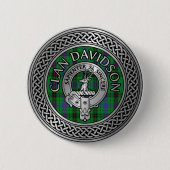 Clan Davidson Crest & Tartan Knot Ronde Button 5,7 Cm (Voorkant)