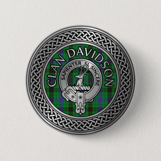 Clan Davidson Crest & Tartan Knot Ronde Button 5,7 Cm (Voorkant)