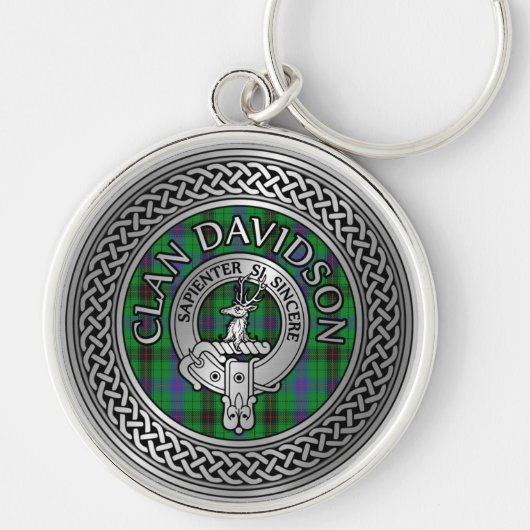 Clan Davidson Crest & Tartan Knot Sleutelhanger (Voorkant)