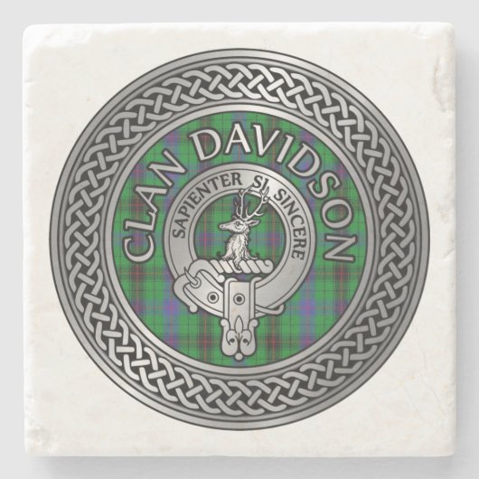 Clan Davidson Crest & Tartan Knot Stenen Onderzetter (Voorkant)