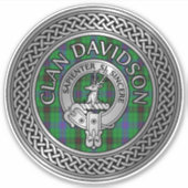 Clan Davidson Crest & Tartan Knot Sticker (Voorkant)