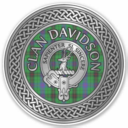 Clan Davidson Crest & Tartan Knot Sticker (Voorkant)