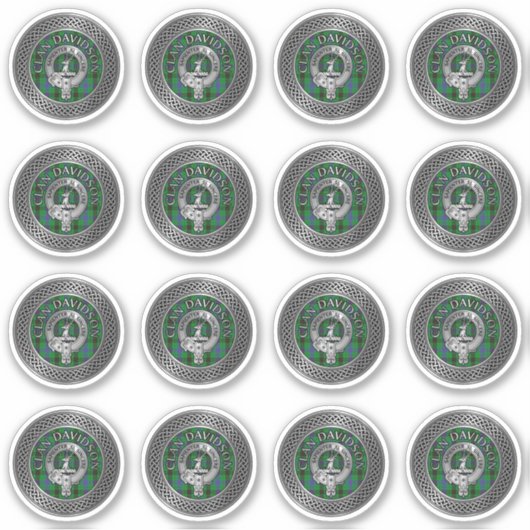 Clan Davidson Crest & Tartan Knot Sticker (Voorkant)