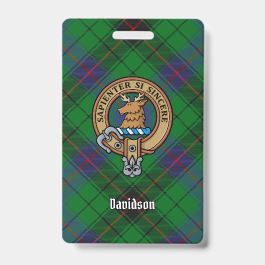 Clan Davidson Wapen over Tartan Badge (Voorzijde)