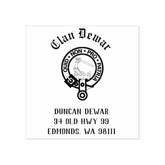 Clan Dewar Crest Badge  Rubber Stempel (Afrduk)