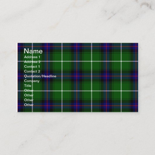 Clan Donald Macdonald Tartan Visitekaartje (Voorkant)