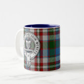 Clan Donnachaidh (Robertson) Crest & Dress Tartan Tweekleurige Koffiemok (Voorkant links)