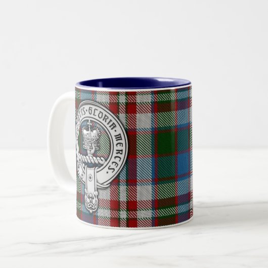 Clan Donnachaidh (Robertson) Crest & Dress Tartan Tweekleurige Koffiemok (Voorkant links)