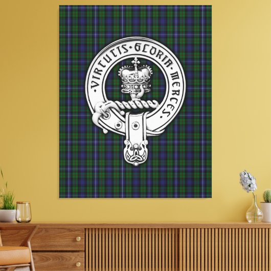 Clan Donnachaidh (Robertson) Crest /Hunting Tartan Canvas Afdruk (Insitu (Woonkamer))