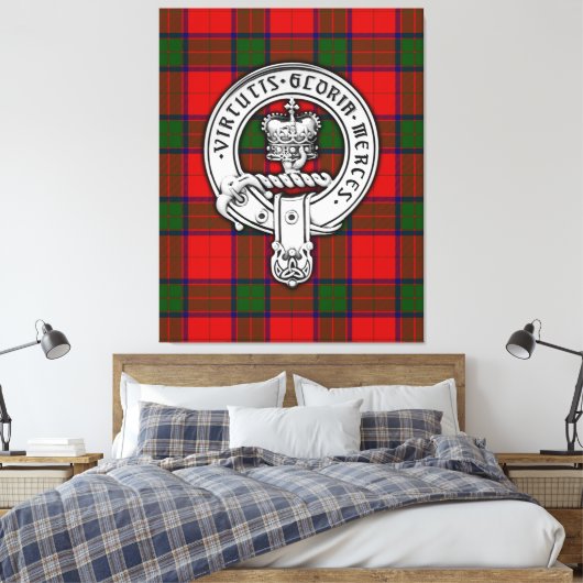 Clan Donnachaidh (Robertson) Crest & Tartan Canvas Afdruk (Insitu (Slaapkamer))