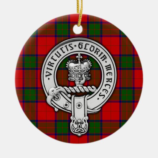 Clan Donnachaidh (Robertson) Crest & Tartan Keramisch Ornament (Voorkant)