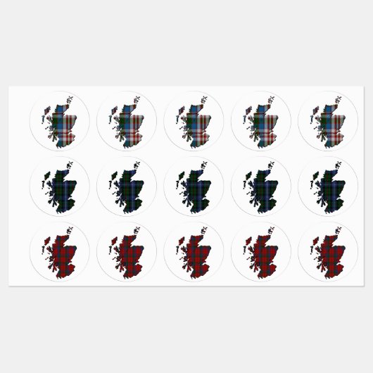 Clan Donnachaidh (Robertson) Kaart & Tartans Labels (Vel)