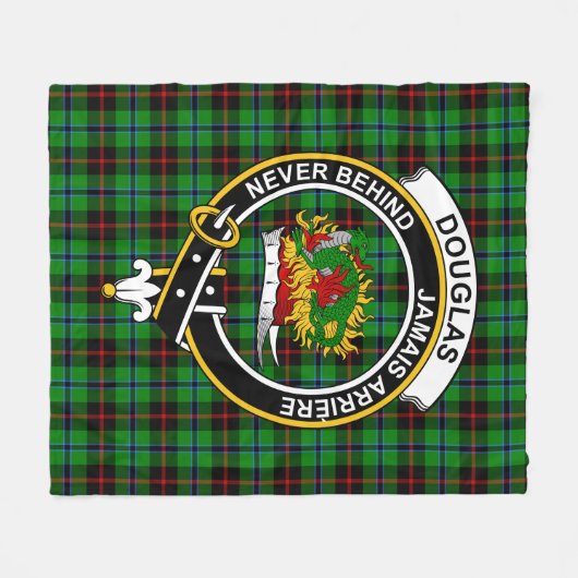 Clan Douglas Black Tartan Pset Fleece Deken (Voorkant (Horizontaal))