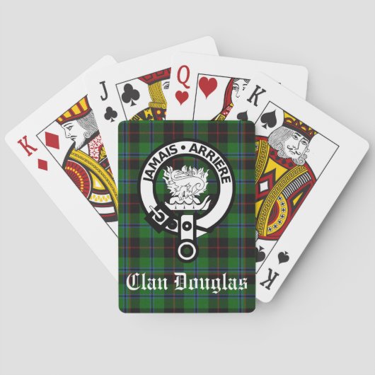 Clan Douglas Crest Badge & Tartan Pokerkaarten (Achterkant)