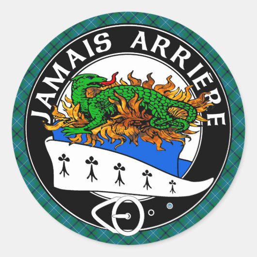 Clan Douglas Crest met moderne Douglas Tartan Ronde Sticker (Voorkant)