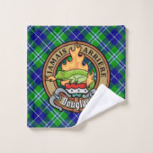 Clan Douglas Crest over Tartan Bad Handdoek (Wasdoekje)