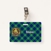Clan Douglas Crest over Tartan Badge (Voorkant met clip)