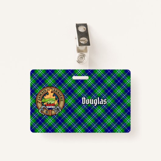 Clan Douglas Crest over Tartan Badge (Voorkant met clip)