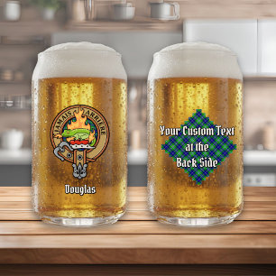 Clan Douglas Crest over Tartan Blikvorm Glas