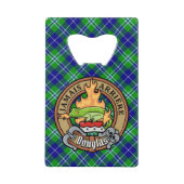 Clan Douglas Crest over Tartan Creditkaart Flessenopener (Voorkant)